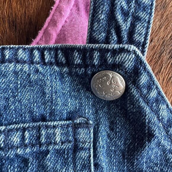 Vintage Oshkosh Baby Denim Embroidered Jumper Dress - Picture 4 of 7